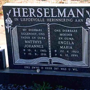 HERSELMAN Matthys Johannes 1915-1991 &amp; Engela Maria 1920-1995