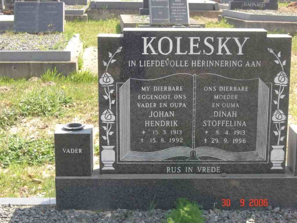 KOLESKY Johan Hendrik 1913-1992 &amp; Dinah Stoffelina 1913-1996