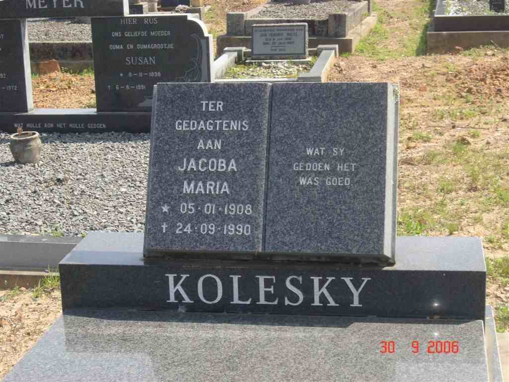 KOLESKY Jacoba Maria 1908-1990