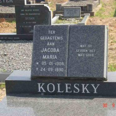 KOLESKY Jacoba Maria 1908-1990