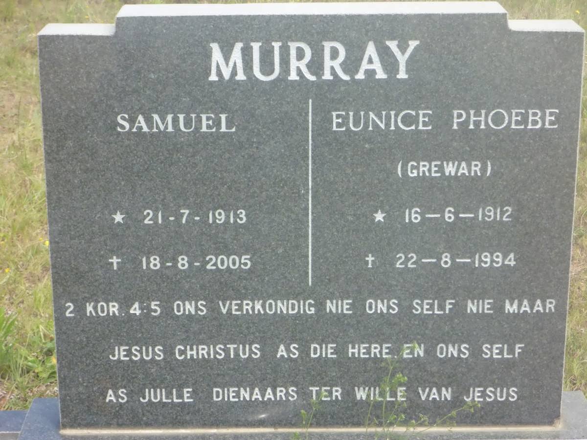 MURRAY Samuel 1913-2005 &amp; Eunice Phoebe GREWAR 1912-1994