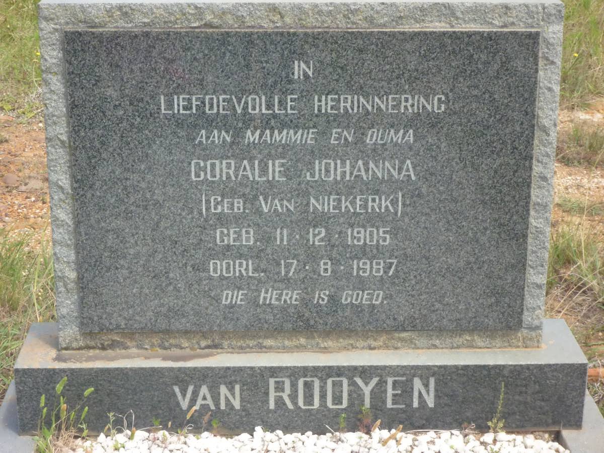 ROOYEN Coralie Johanna, van née VAN NIEKERK 1905-1987