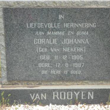 ROOYEN Coralie Johanna, van née VAN NIEKERK 1905-1987