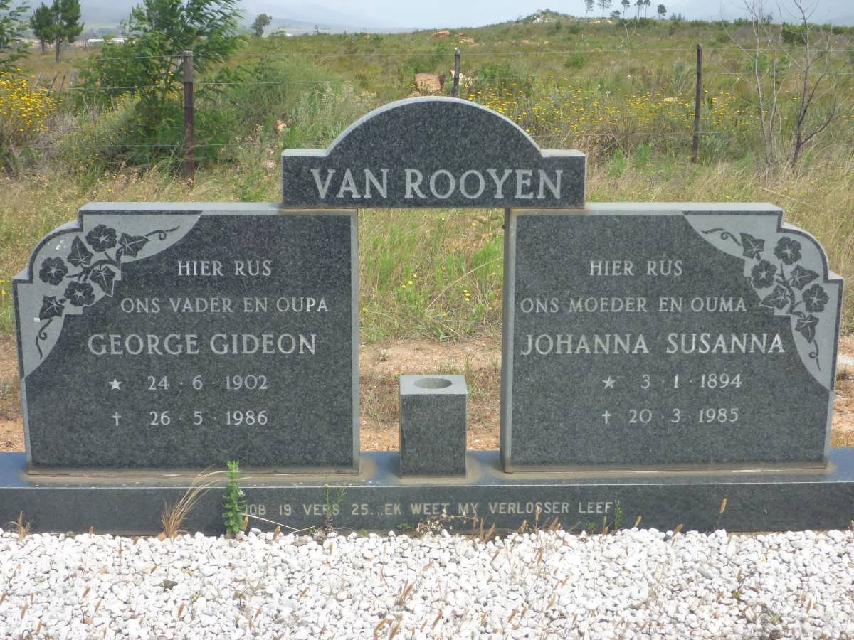 ROOYEN George Gideon, van 1902-1986 &amp; Johanna Susanna 1894-1985