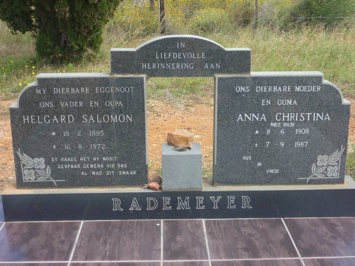 RADEMEYER Helgard Salomon 1895-1972 &amp; Anna Christina RAS 1908-1987