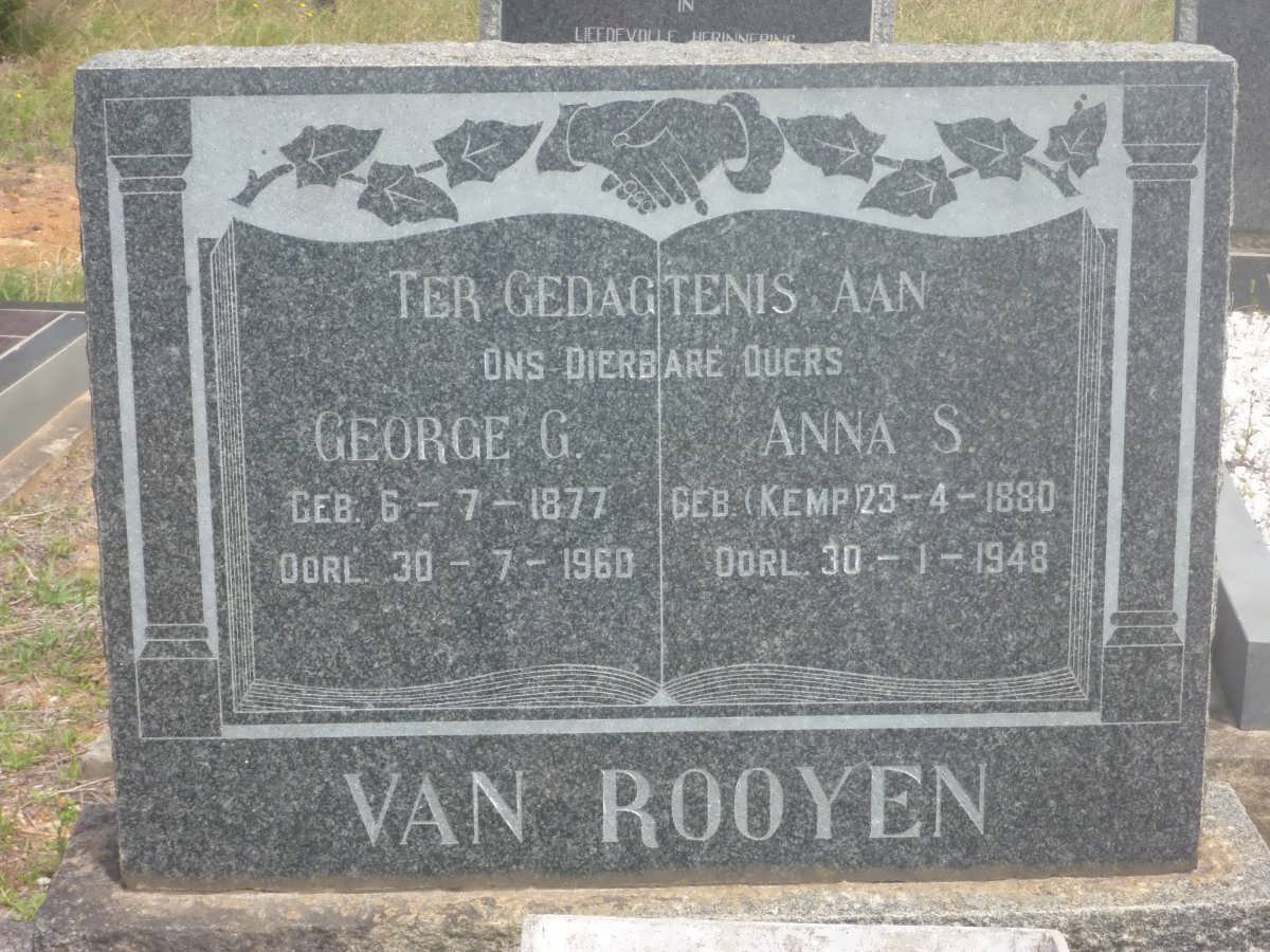 ROOYEN George G., van 1877-1960 &amp; Anna S. KEMP 1880-1948