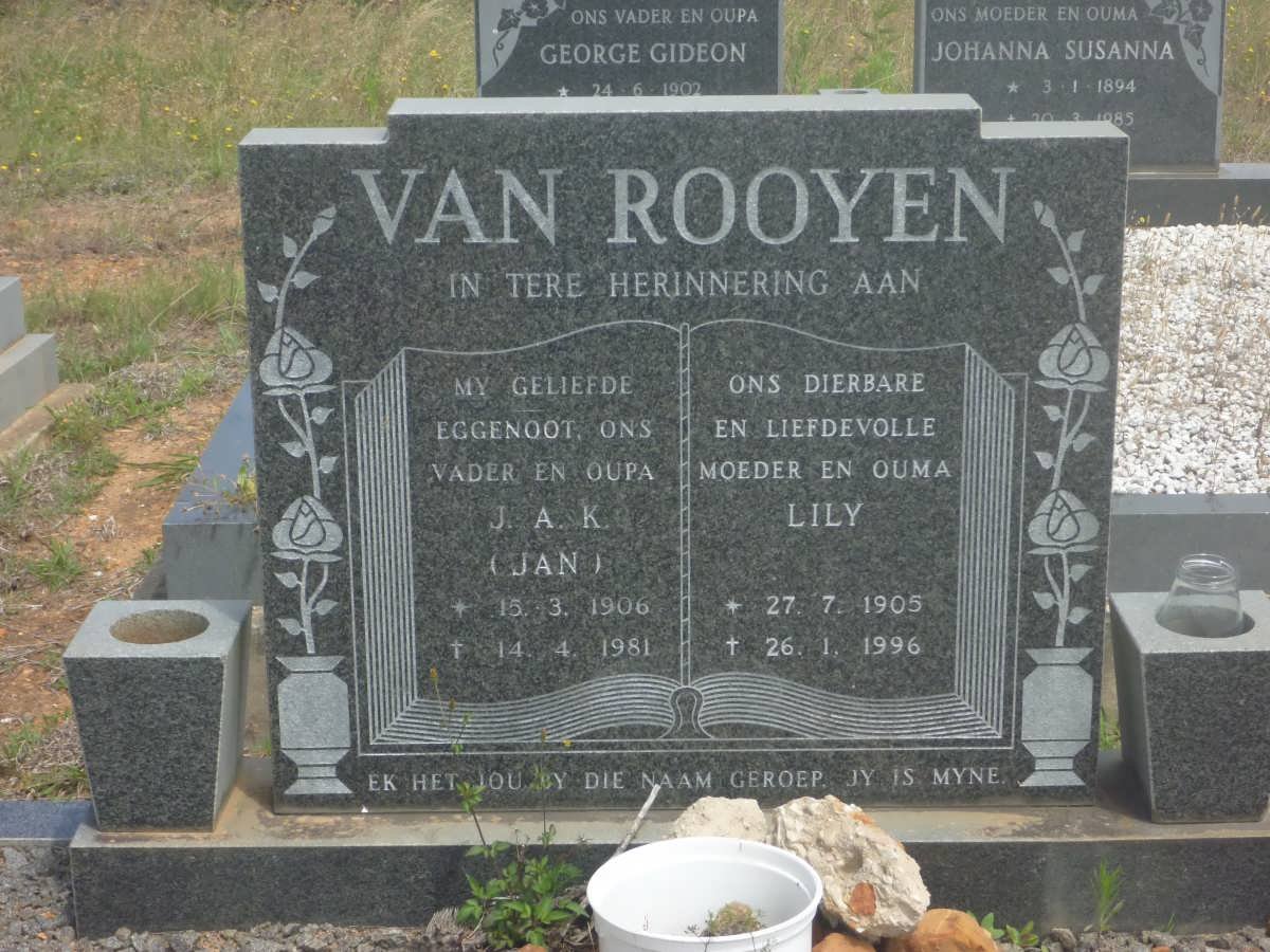 ROOYEN Jan A.K., van 1906-1981 &amp; Lily 1905-1996