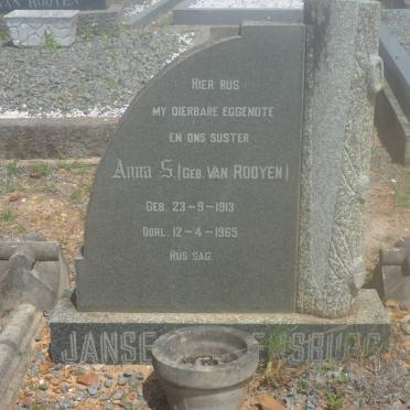 RENSBURG Anna S., Janse van nee VAN ROOYEN 1913-1965