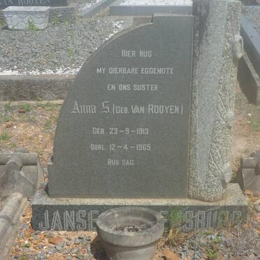 RENSBURG Anna S., Janse van nee VAN ROOYEN 1913-1965