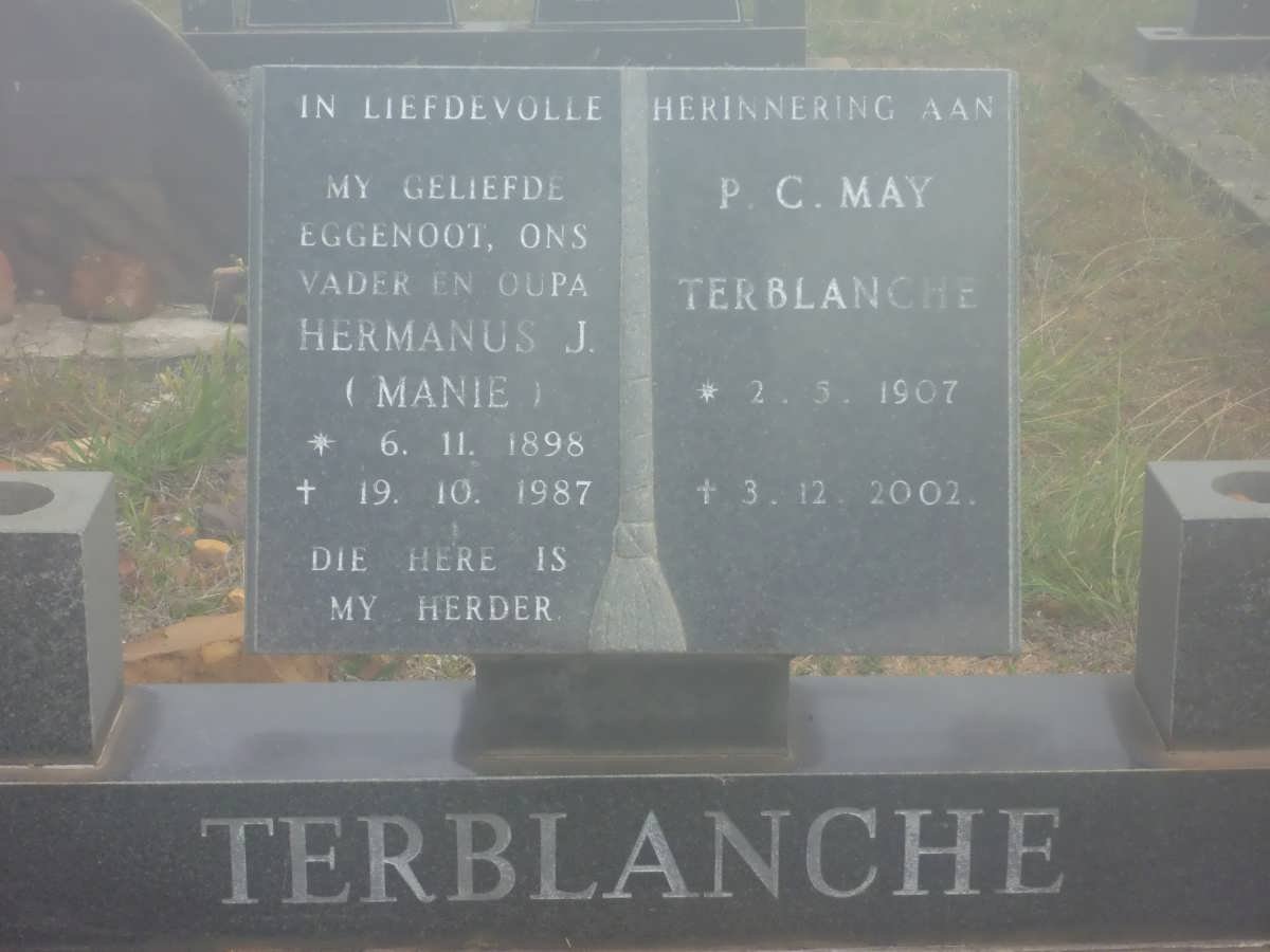 TERBLANCHE Hermanus J. 1898-1987 &amp; P.C.May 1907-2002