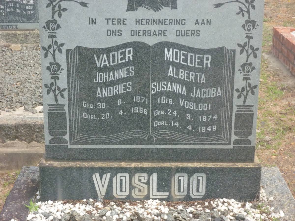 VOSLOO Johannes Andries 1871-1966 &amp; Alberta Susanna Jacoba VOSLOO 1874-1949