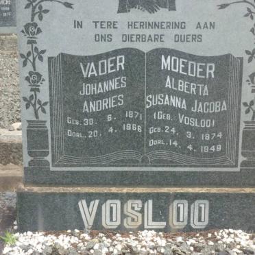 VOSLOO Johannes Andries 1871-1966 &amp; Alberta Susanna Jacoba VOSLOO 1874-1949