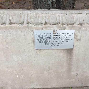 7. St Peter's Kei Mouth bench in garden