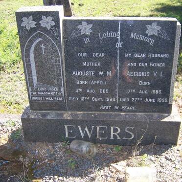 EWERS Aegidius V.L.1885-1939 &amp; Auguste W.M. APPEL 1889-1960