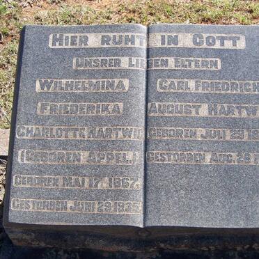 HARTWIG Carl Friedrich August 1862-1916 &amp; Wilhelmina Friederika Charlotte APPEL 1867-1935