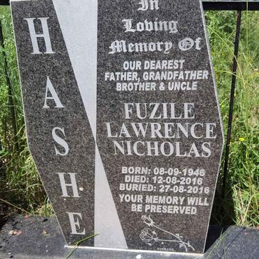HASHE Fuzile Lawrence Nicholas 1946-2016
