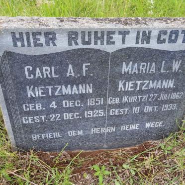 KIETZMANN Carl A.F. 1851-1925 &amp; Maria L.W. KURTZ 1862-1933
