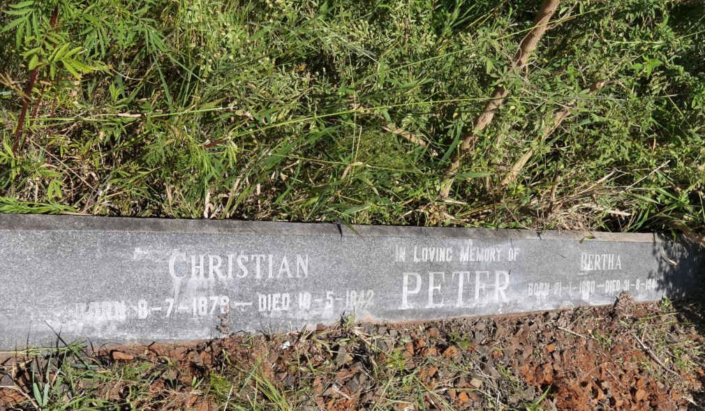 PETER Christian 1878-1942 &amp; Bertha 18?-1945