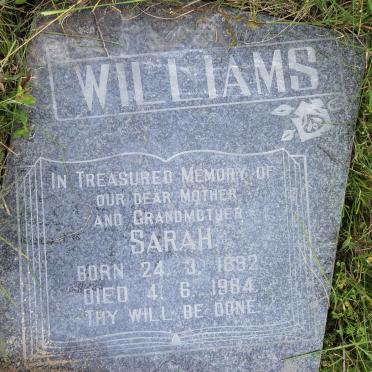 WILLIAMS Sarah 1892-1984