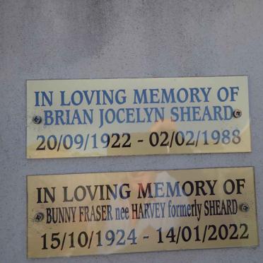SHEARD Brian Jocelyn 1922-1988 :: FRASER Bunny formerly SHEARD nee HARVEY 1924-2022