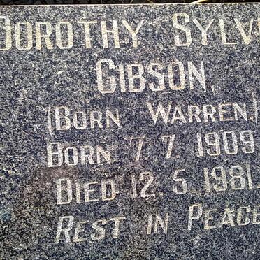 GIBSON Dorothy Sylvia nee WARREN 1909-1981