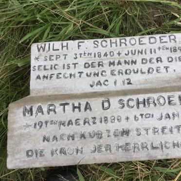 SCHROEDER Wilhelm F. 1840-1891 :: SCHROEDER Martha D. 1888-1891