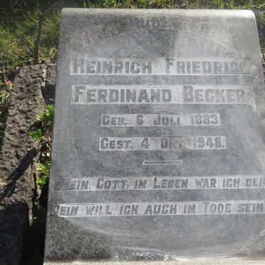 BECKER Heinrich Friedrich Ferdinand 1883-1948