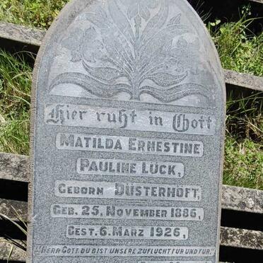 LUCK Matilda Ernestine Pauline nee DUSTERHOFT 1886-1926