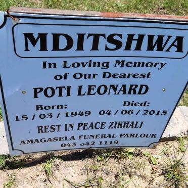 MDITSHWA Poti Leonard 1949-2015