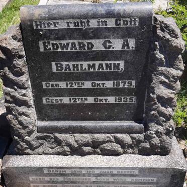 BAHLMANN Edward C.A. 1879-1935