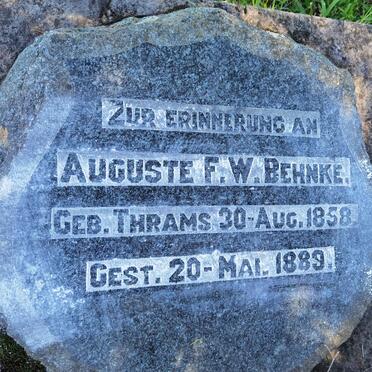 BEHNKE Auguste F.W. nee TRAMS 1858-1889