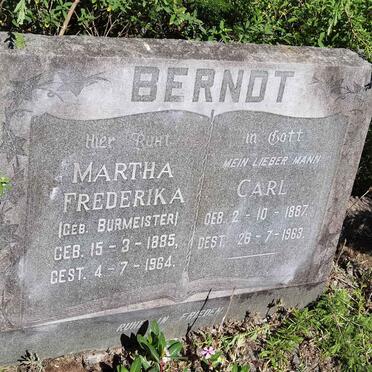 BERNDT Carl 1887-1963 &amp; Martha Frederika BURMEISTER 1885-1964