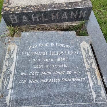BAHLMANN Ferdinand Julius Ernst 1886-1956