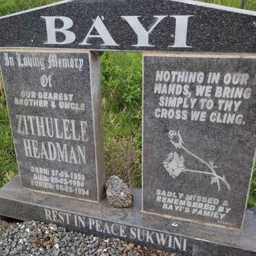 BAYI Zithulele Headman 1959-1994