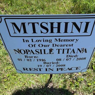 MTSHINI Nopasile Titana 1916-2008