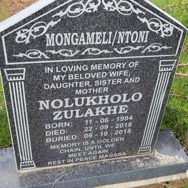 MONGAMELI Nolukholo Zulakhe nee NTONI 1984-2018