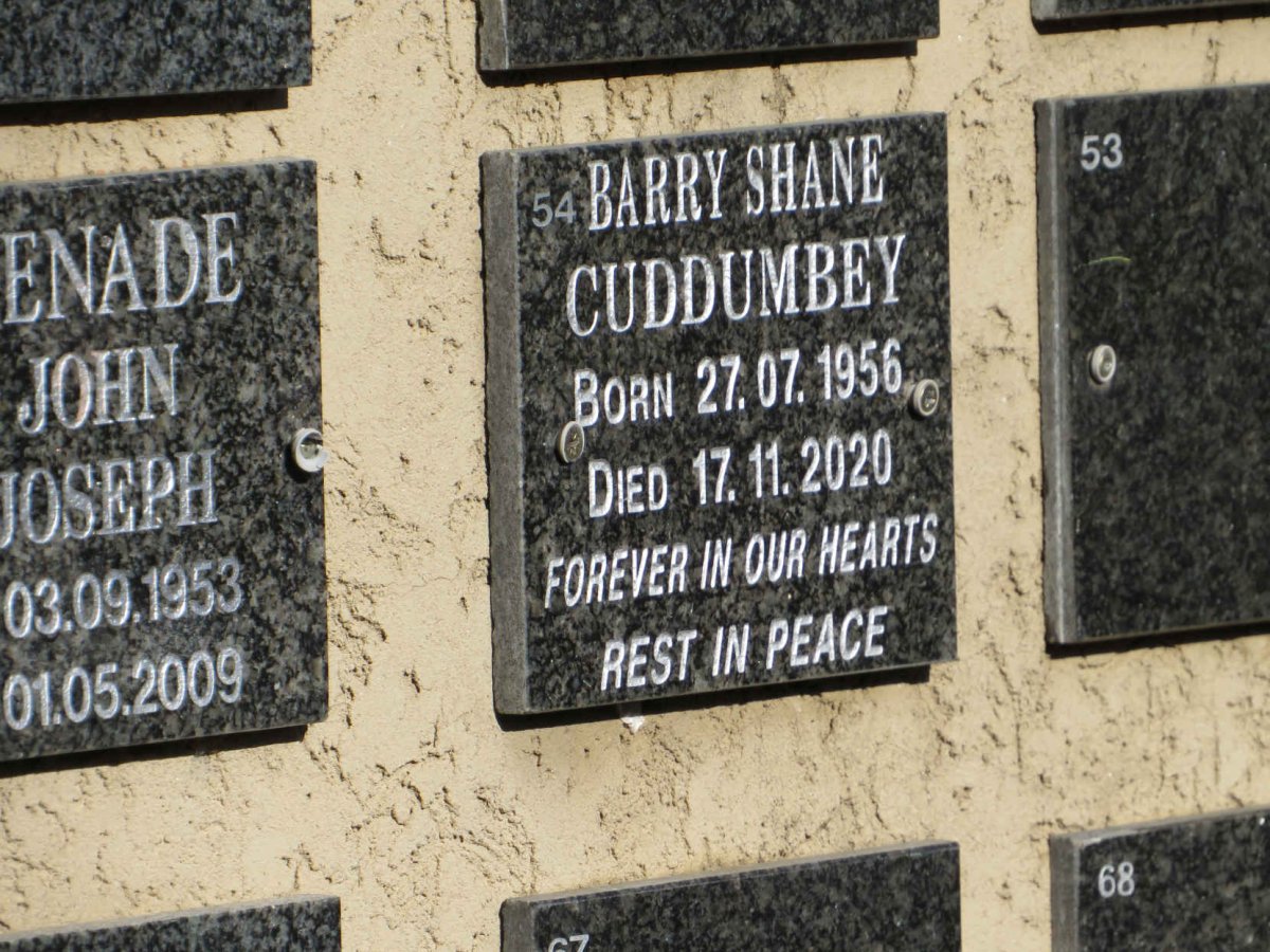 CUDDUMBEY Barry Shane 1956-2020