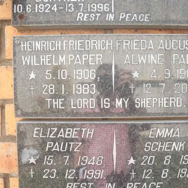 PÄPER Heinrich Friedrich Wilhelm 1906-1983 &amp; Frieda Auguste Alwine 1907-2000
