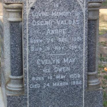 ANDRE Oscar Valdas 1901-1984 &amp; Evelyn May OWEN 1909-1986
