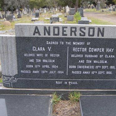 ANDERSON Hector Cowper Hay 1901-1966 &amp; Clara V. 1904-1994