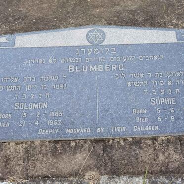 BLUMBERG Solomon 1885-1952 &amp; Sophie 1895-1951