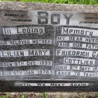 BOY Friedrich Carl Gottlieb -1955 &amp; Lilian Mary 1893-1974