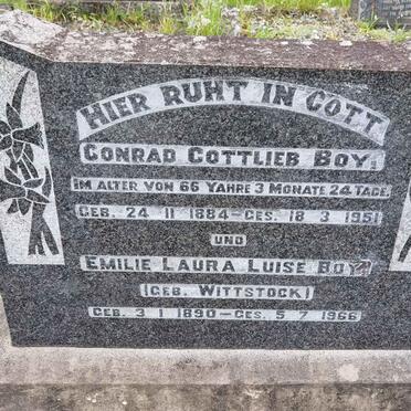 BOY Conrad Gottlieb 1884-1951 &amp; Emilie Laura Luise WITTSTOCK 1890-1966