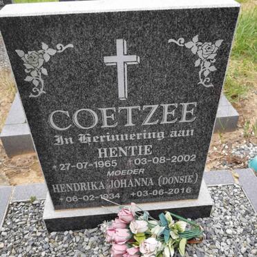 COETZEE Hendrieka Johanna 1934-2016 :: COETZEE Hentie 1965-2002