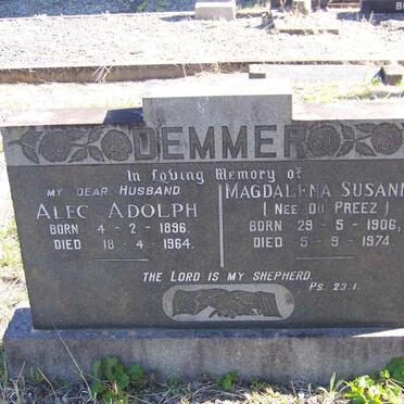 DEMMER Alex Adolph 1896-1964 &amp; Magdalena Susanna nee DU PREEZ 1906-1974