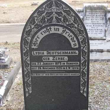 DEUTSCHMANN Lydia nee ZERBE 1875-1926