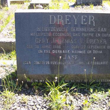 DREYER Gert Jeremias C. 1896-1955 &amp; Jane JONES 1900-1968