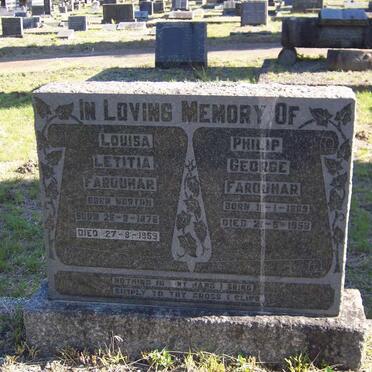 FARQUHAR Philip George 1869-1958 &amp; Louisa Letitia nee NORTON 1878-1959