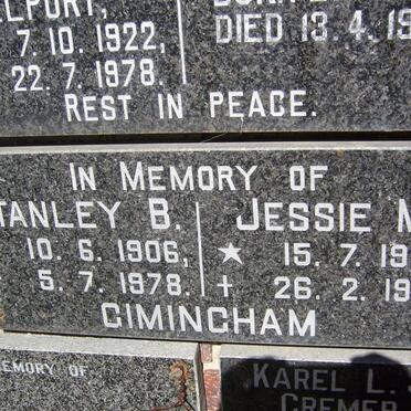GIMINGHAM Stanley B. 1906-1978 &amp; Jessie M. 1913-1982