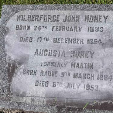 HONEY Wilberforce John 1883-1954 & Augusta formerly MARTIN nee RADUE 1884-1953